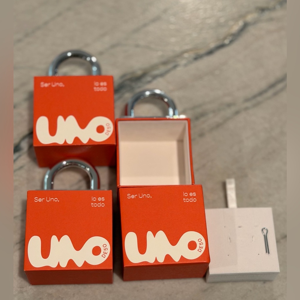 UNOde50 Orange & White Padlock Box – Authentic $15.00 Each - Picture 2 of 3